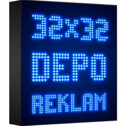 Depo Tabela Reklam Mavi Kayan Yazı LED Tabela 32 x 32 cm Tek Taraflı Depo Reklam Tabela