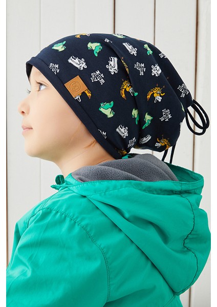 Pamuklu Çift Katlı Yumuşak Penye Lacivert Figürlü Erkek Çocuk Bebek Şapka Bere %100 Doğal Yerli fiyatları