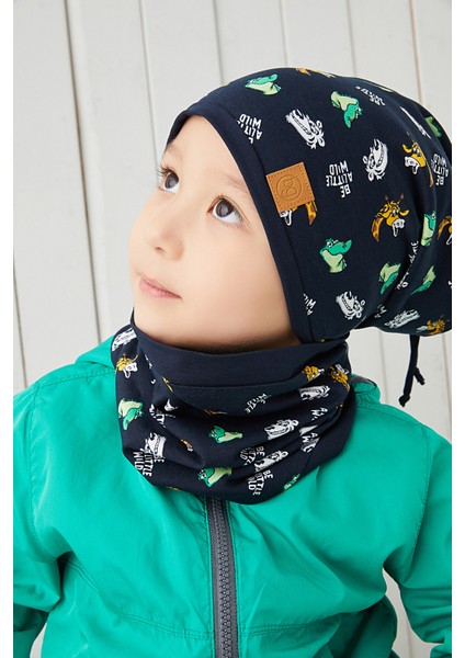 Pamuklu Çift Katlı Yumuşak Penye Lacivert Figürlü Erkek Çocuk Bebek Şapka Bere %100 Doğal Yerli modelleri