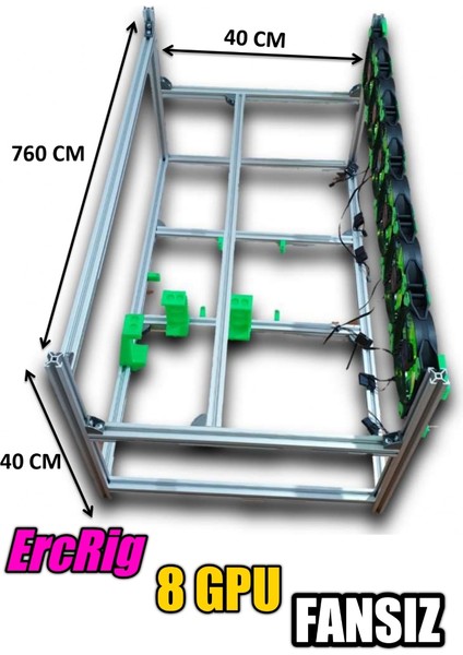 Hobi İzmir Ercrig 8'li Fansız Mining Rig Kasası Alüminyum Sigma Profil
