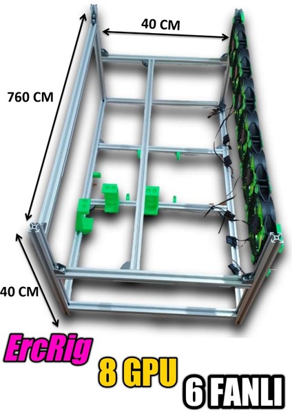 Hobi İzmir Ercrig 8'li Fanlı Mining Rig Kasası Alüminyum Sigma Profil