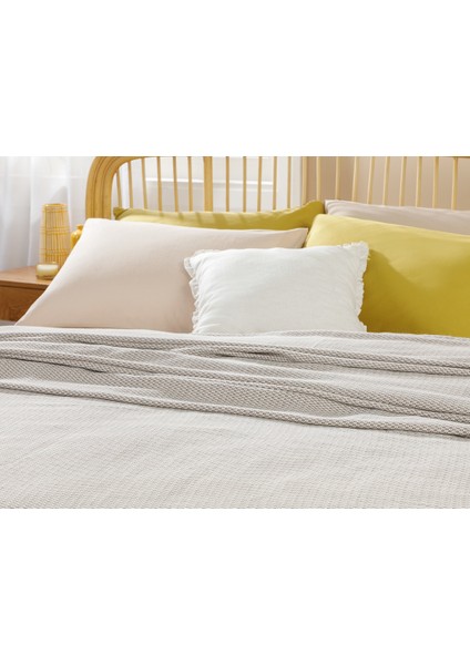 Shaped Ipliği Boyalı Çift Kişilik Pike 200 x 220 cm Cappucino