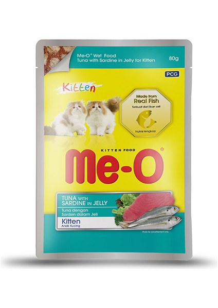 Ton Balıklı ve Sardalyalı Yavru Kedi Pouch Konservesi 12X80 gr