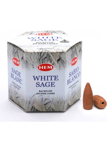 Hem Geri Akışlı Şelale Tütsü Konileri White Sage Aromalı 40 Adet