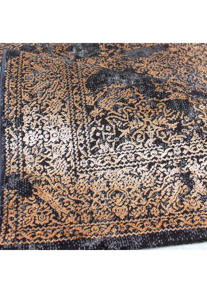 Halı Elit E1837 Antrasit / Bakır 80X150 cm Modern Dokuma Halı