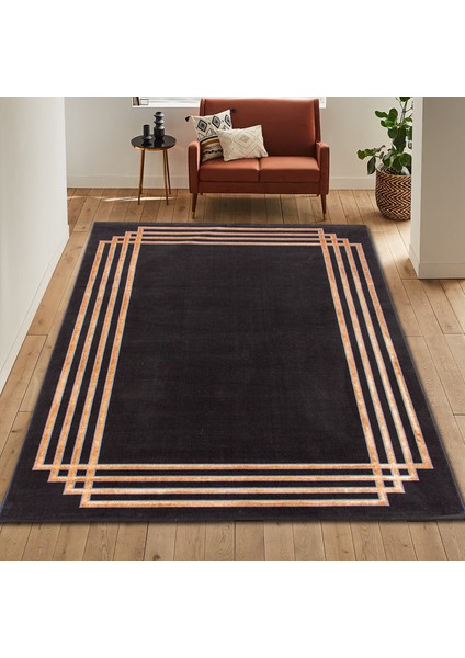 Halı Elit G6732 Antrasit / Gold 80X300 cm Modern Dokuma Halı