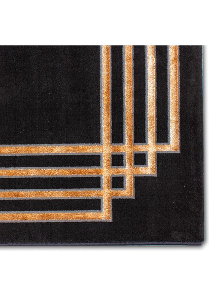 Halı Elit G6732 Antrasit / Gold 80X300 cm Modern Dokuma Halı modelleri