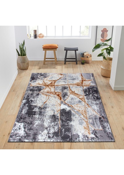 Halı Elit HE625 Gri / Bakır 200X290 cm Modern Dokuma Halı