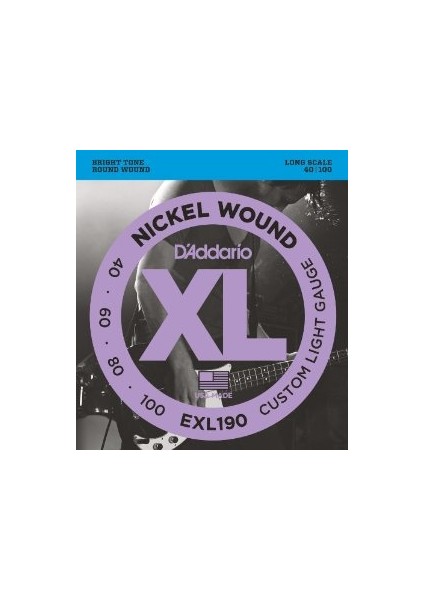 D’addario EXL190 Nickel Wound Bass, Custom Light, 40-100