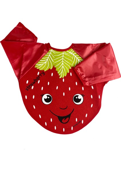Strawberry Kırmızı Kollu Mama Bebek Önlüğü