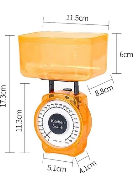 Ölçekli Hassas Mekanik Mutfak Tartısı - 1 kg