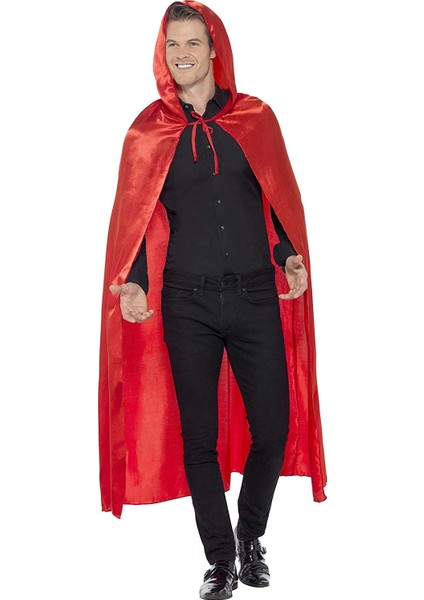 Kırmızı Renk Saten Pelerin Halloween Pelerin 140 cm fiyatları