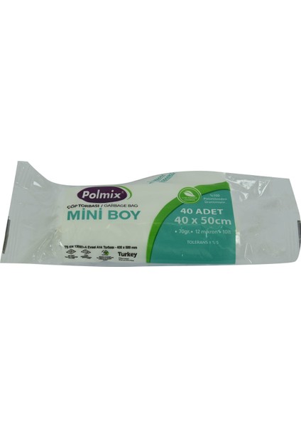 Çöp Torbası Mini Boy 40X50CM 70GR 12MIKRON 10LT Şeffaf Rulo 40 Adet