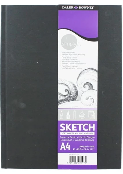 Daler Rowney Simply Sketchbook Sert Kapak Eskiz Çizim Defteri 100 Gr. A4 54 Sayfa