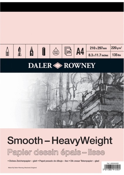 Daler Rowney Smooth Heavyweight Sketchbook Eskiz Çizim Defteri 220 Gr.  A4 25 Sayfa