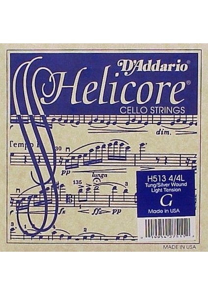 H513 Çello Tel Helicore (4/4) G Sol Medium