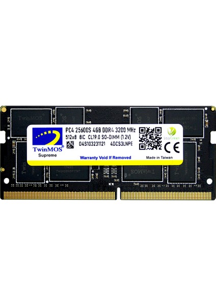 TwinMOS DDR4 4GB 3200MHz Notebook Ram (MDD44GB3200N)