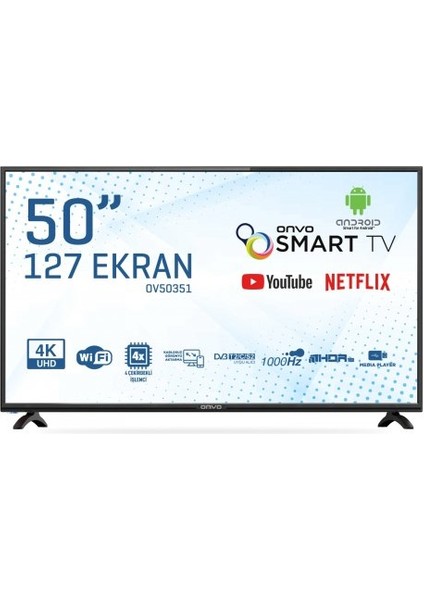 OV50351 50" 127 Ekran Uydu Alıcılı 4K Ultra HD Android Smart LED TV