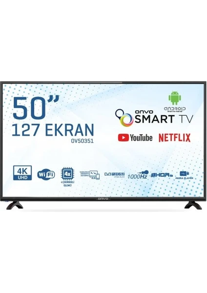 OV50351 50" 127 Ekran Uydu Alıcılı 4K Ultra HD Android Smart LED TV