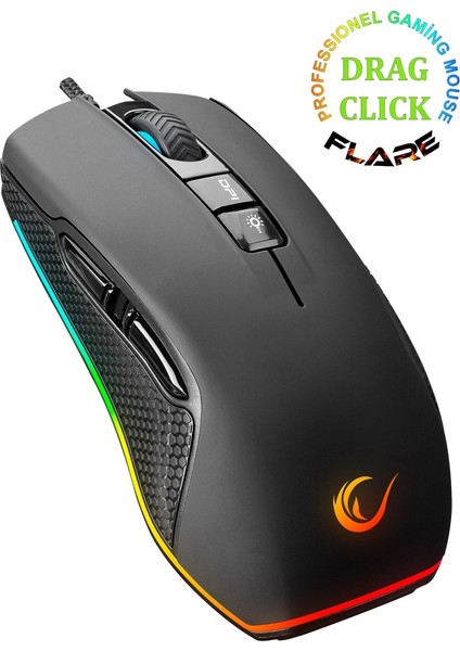 SMX-R51 FLARE Makrolu 10000 DPI RGB Ledli Profesyonel Gaming Oyuncu Mouse - Siyah