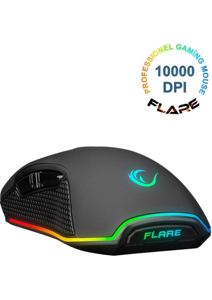 SMX-R51 FLARE Makrolu 10000 DPI RGB Ledli Profesyonel Gaming Oyuncu Mouse - Siyah