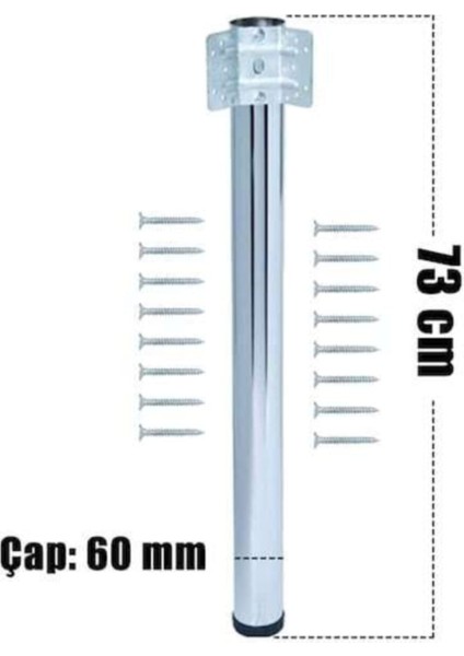 Adem Koç - 60'lık Perçinli Masa Ayağı Krom 73 cm (4'lü)