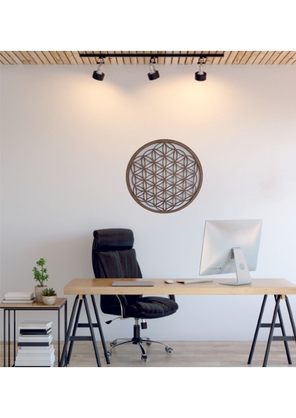 Ahşap Dekoratif Yaşam Çiçeği Kutsal Geometri Tablo Metal Değildir Açık Kahve Morgano
