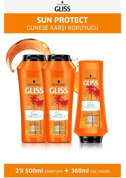Sun Protect Şampuan 500 ml x 2 Adet + Saç Kremi 360 ml