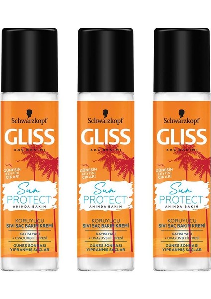 Schwarzkopf Glıss Sun Protect Sıvı Saç Kremi 200 ml x 3 Adet