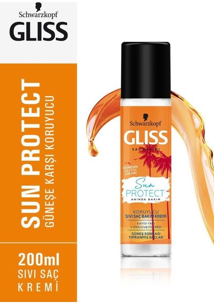 Schwarzkopf Glıss Sun Protect Sıvı Saç Kremi 200 ml x 3 Adet