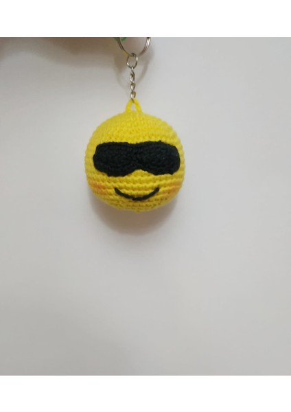 Gözlüklü Surat Emoji Amigurumi Organik Anahtarlık Oyuncak