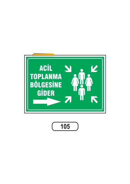 Acil Toplanma Bölgesine Gider Sağ Uyarı Ikaz Levhası 25X35 cm