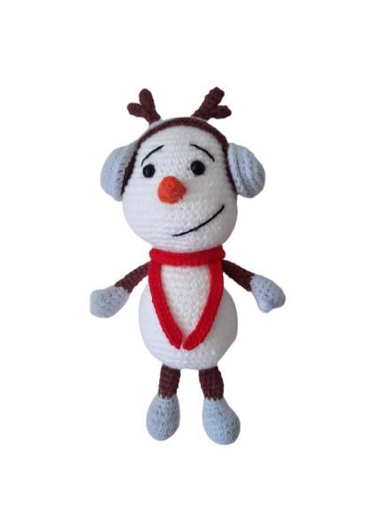 Kulaklıklı Kardan Adam Amigurumi Oyuncak