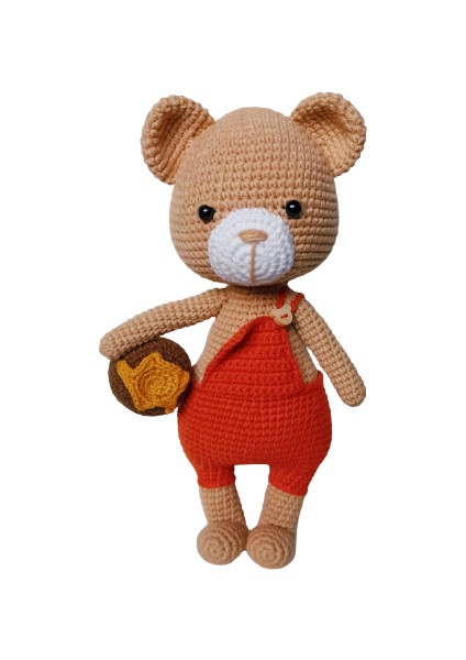 Ayıcık Danny ve Bal Kavanozu Amigurumi Organik Oyuncak