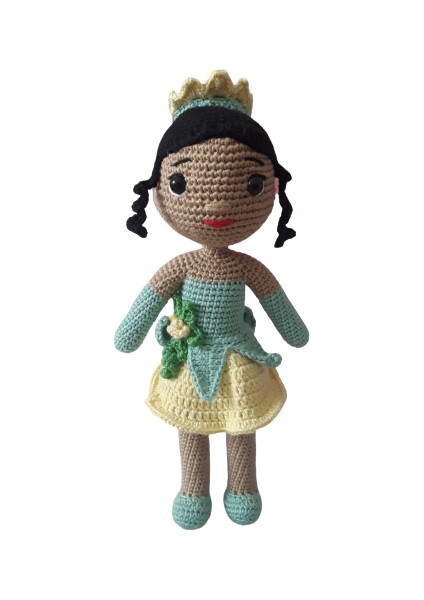 Prenses Tiana Bebek Amigurumi Organik Oyuncak