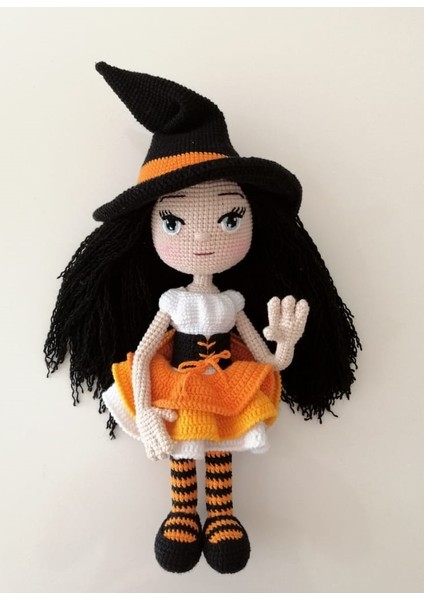 Sevimli Cadı Bebek Amigurumi Organik Oyuncak