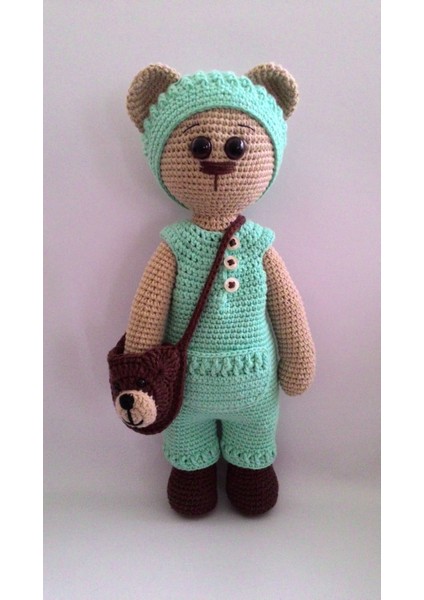 Tulumlu Sevimli Ayıcık Tony Amigurumi Oyuncak