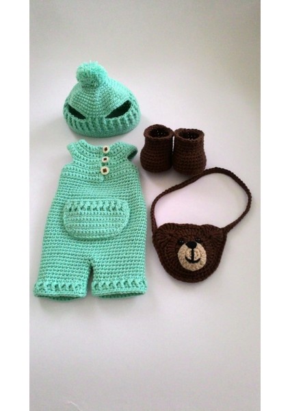 Tulumlu Sevimli Ayıcık Tony Amigurumi Oyuncak