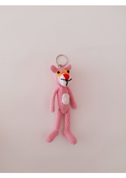 Pembe Panter Amigurumi Anahtarlık Oyuncak