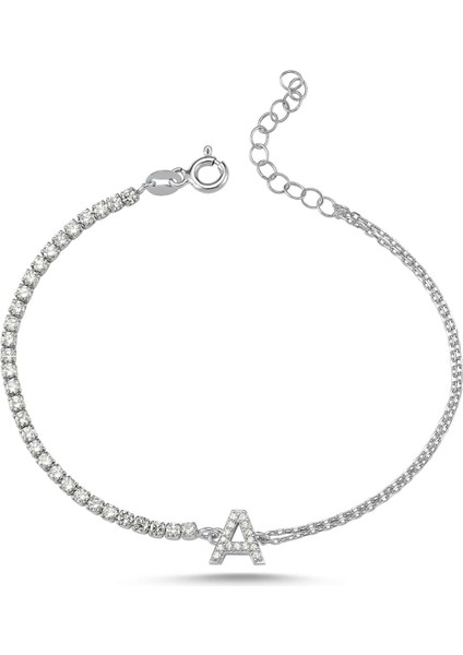 Gümüş Suyolu Harfli Gümüş Rengi Bileklik - A Harfi - - BLV00259-4121