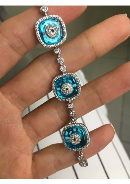 Gümüş Kare Nazarlık Su Yolu Bileklik indirimleri