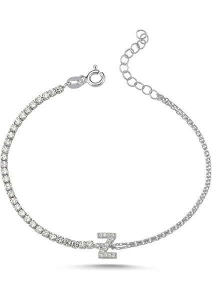 Gümüş Suyolu Harfli Gümüş Rengi Bileklik - Z Harfi - - BLV00259-4148