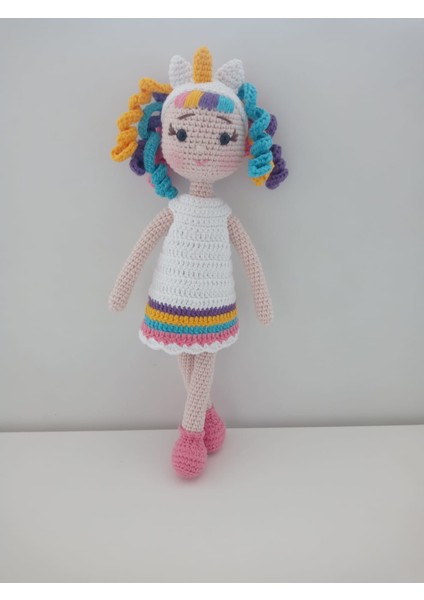 Unicorn Kız Bebek Amigurumi Organik Oyuncak
