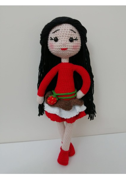 Çilekli Magnolia Bebek Amigurumi Organik Oyuncak