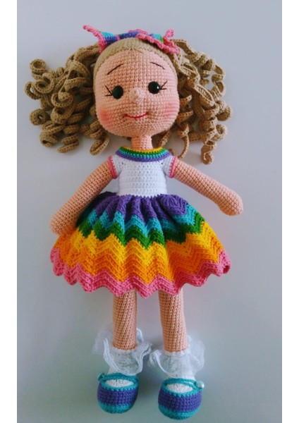 Kıvırcık Saçlı Karnaval Bebek Amigurumi Organik Oyuncak