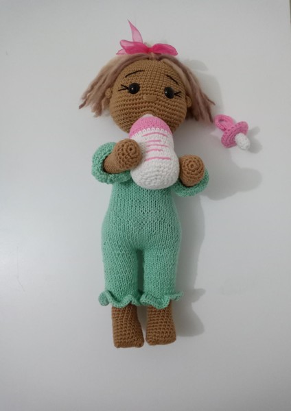 Esmer Masum Bebek Uyku Arkadaşı Amigurumi Organik Oyuncak
