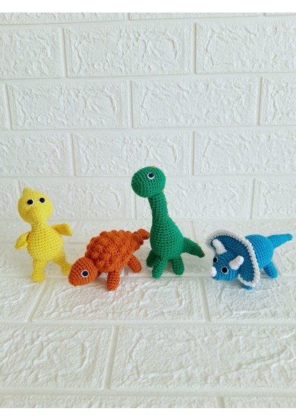 Oyuncak Park Neşeli Dinozorlar Takımı Amigurumi Organik Oyuncak