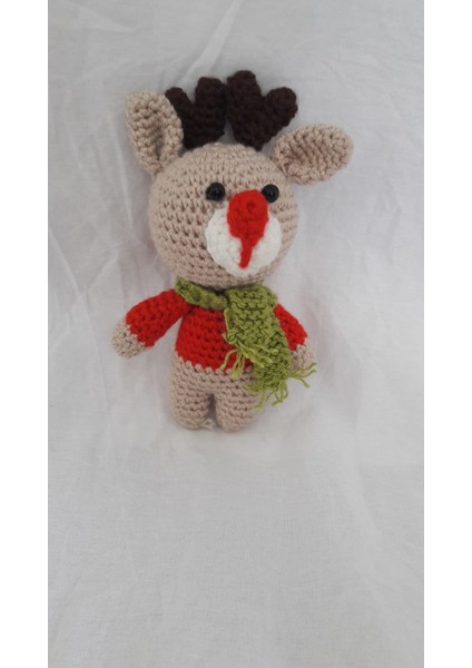 Yılbaşı Maskot Miniş Geyik Amigurumi Organik Oyuncak