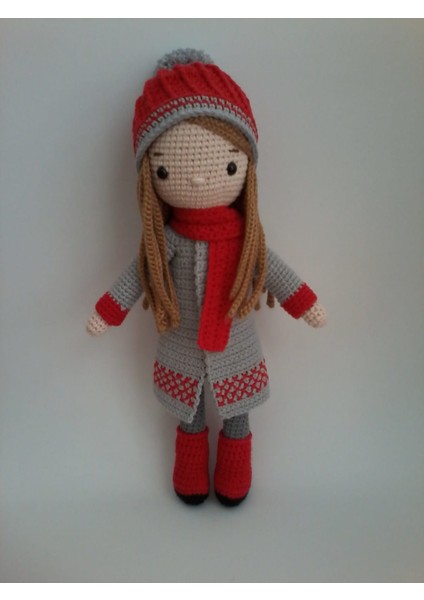 Şapkalı Kırmızılım Bebek Amigurumi Organik Oyuncak
