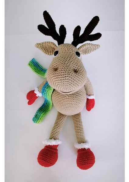 Sevimli Yeni Yıl Geyiği Amigurumi Organik Oyuncak